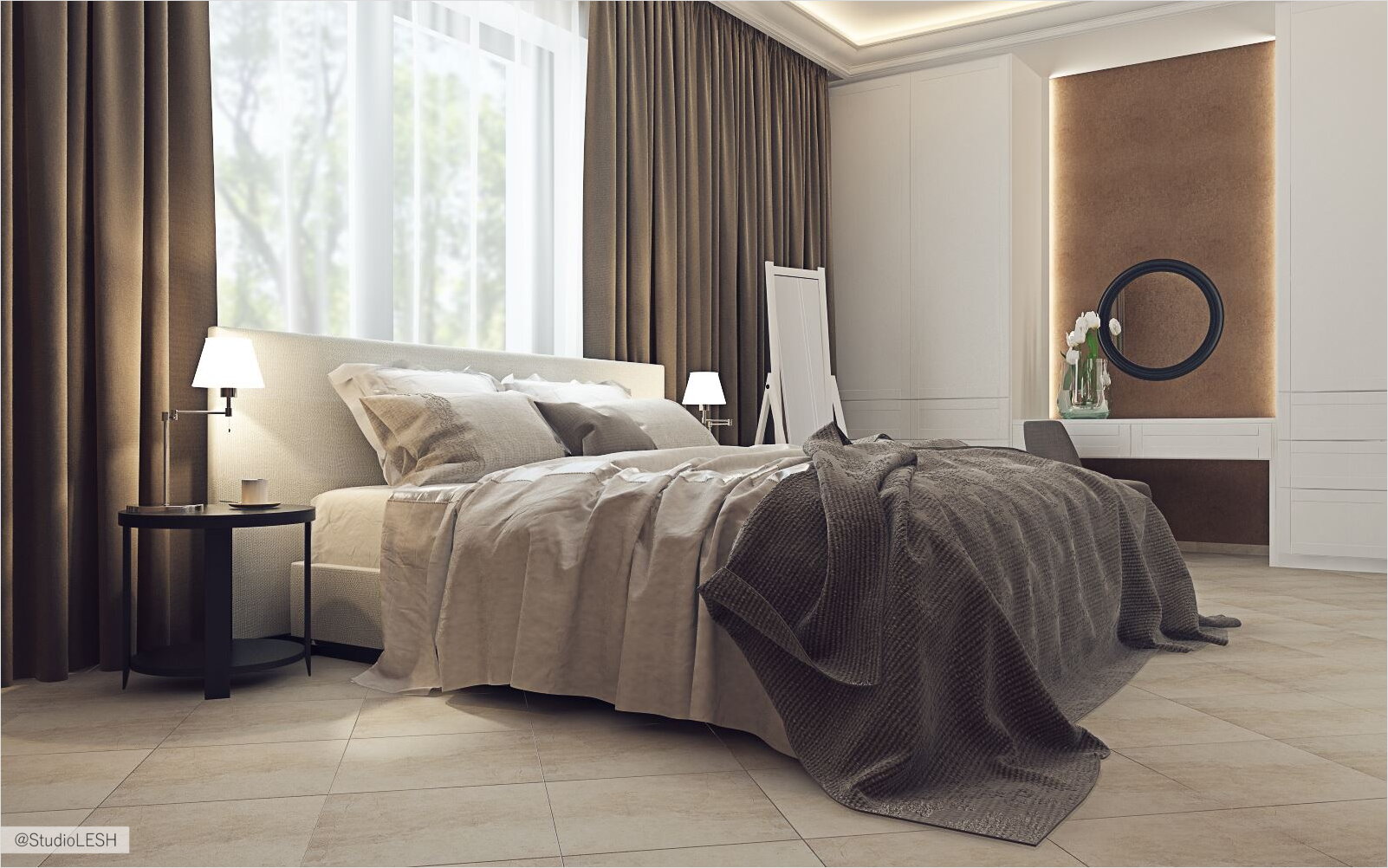 Дизайн интерьера спальни в большом частном доме