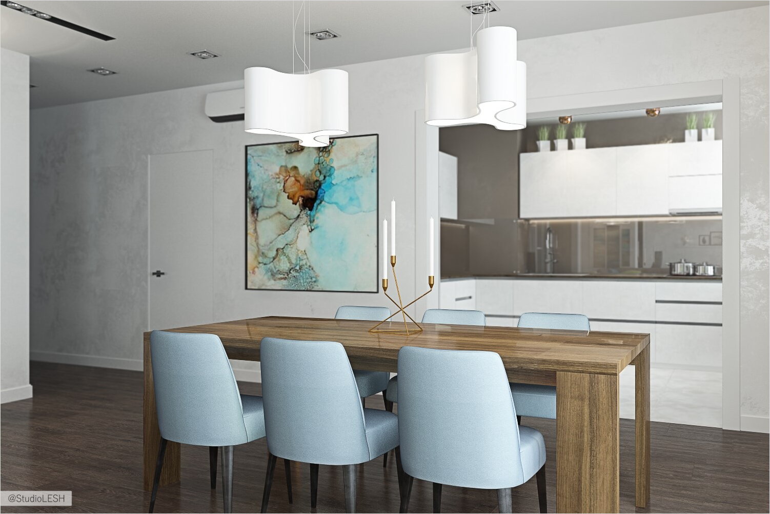 Дизайн интерьера столовой зоны в гостиной 