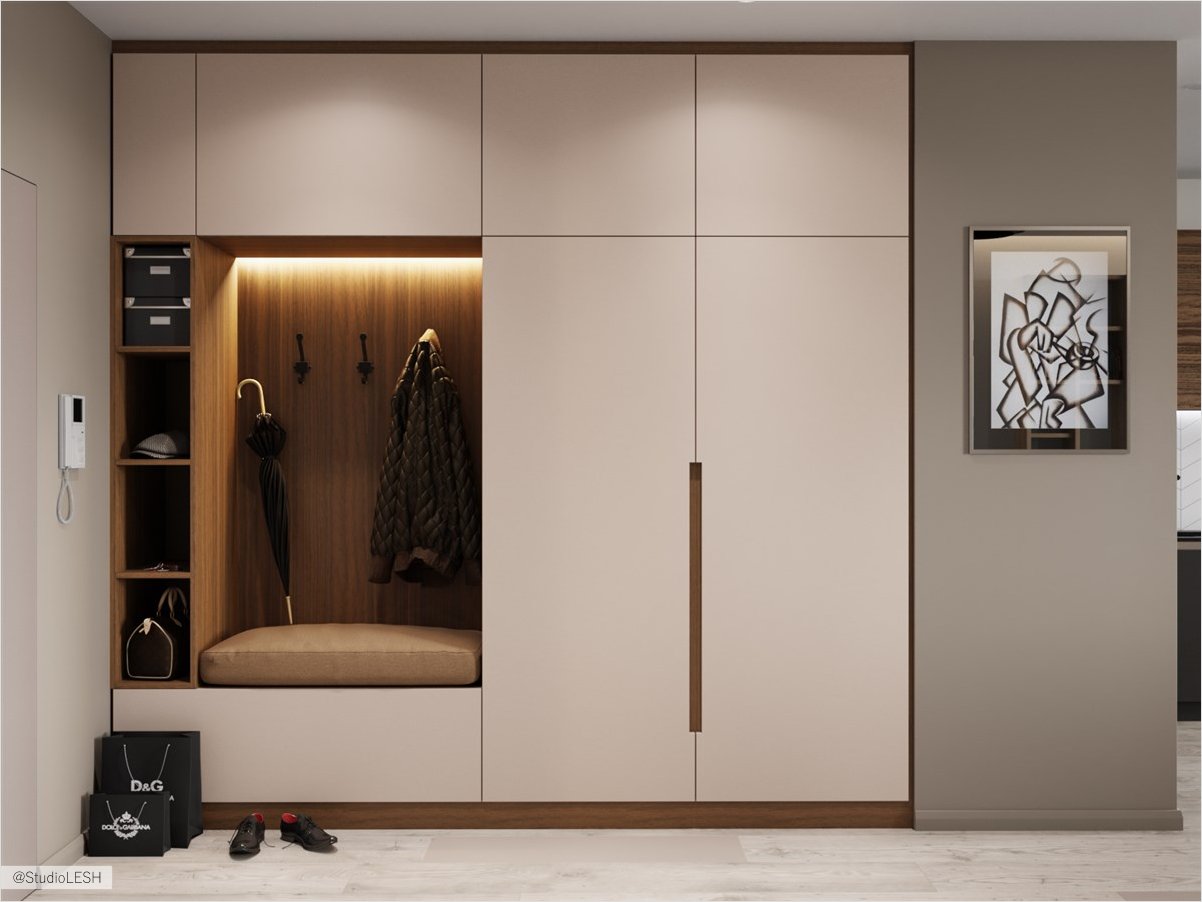Прихожая, шкаф, подсветка ниши - LESH Дизайн интерьеров