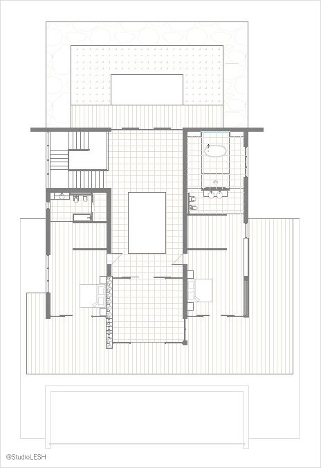 The second floor of a two-story house in a modern style