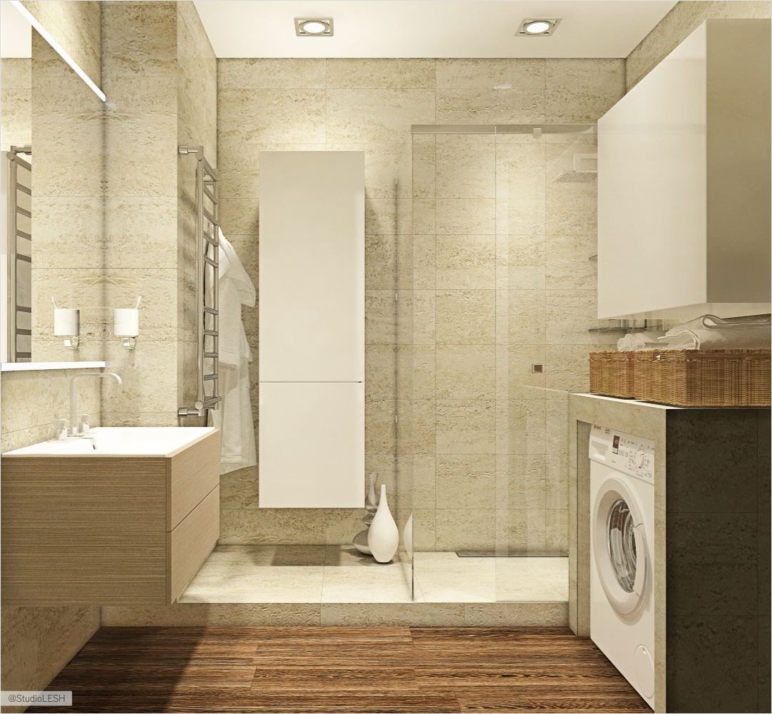 Ванная, раковина и стиральная машинка 