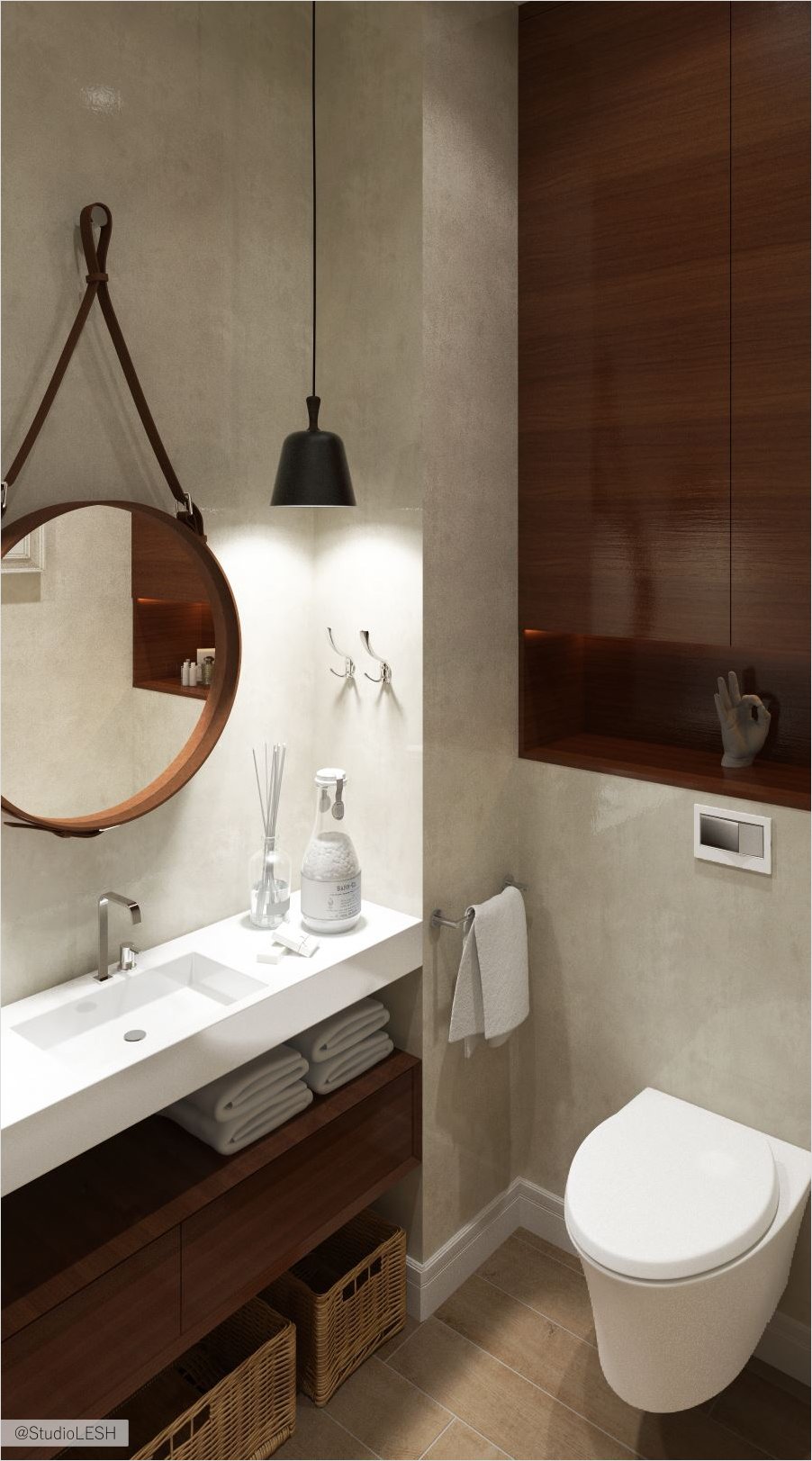 Оформление санузла, декоративная штукатурка 