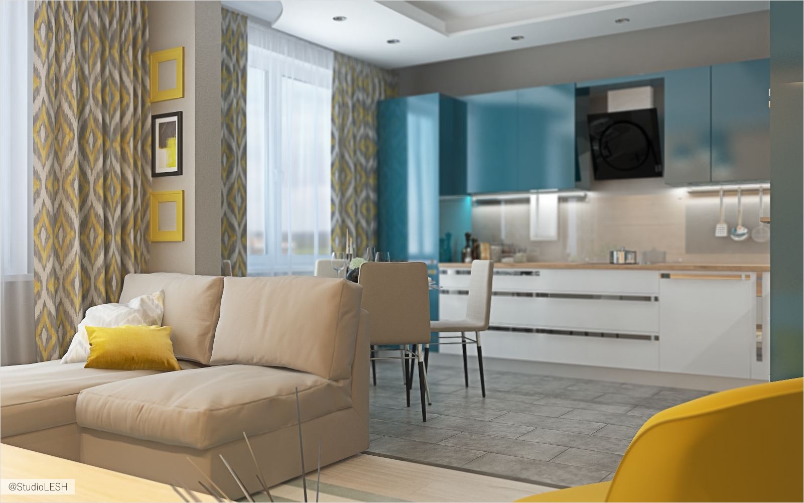 Современный интерьер новой трехкомнатной квартиры