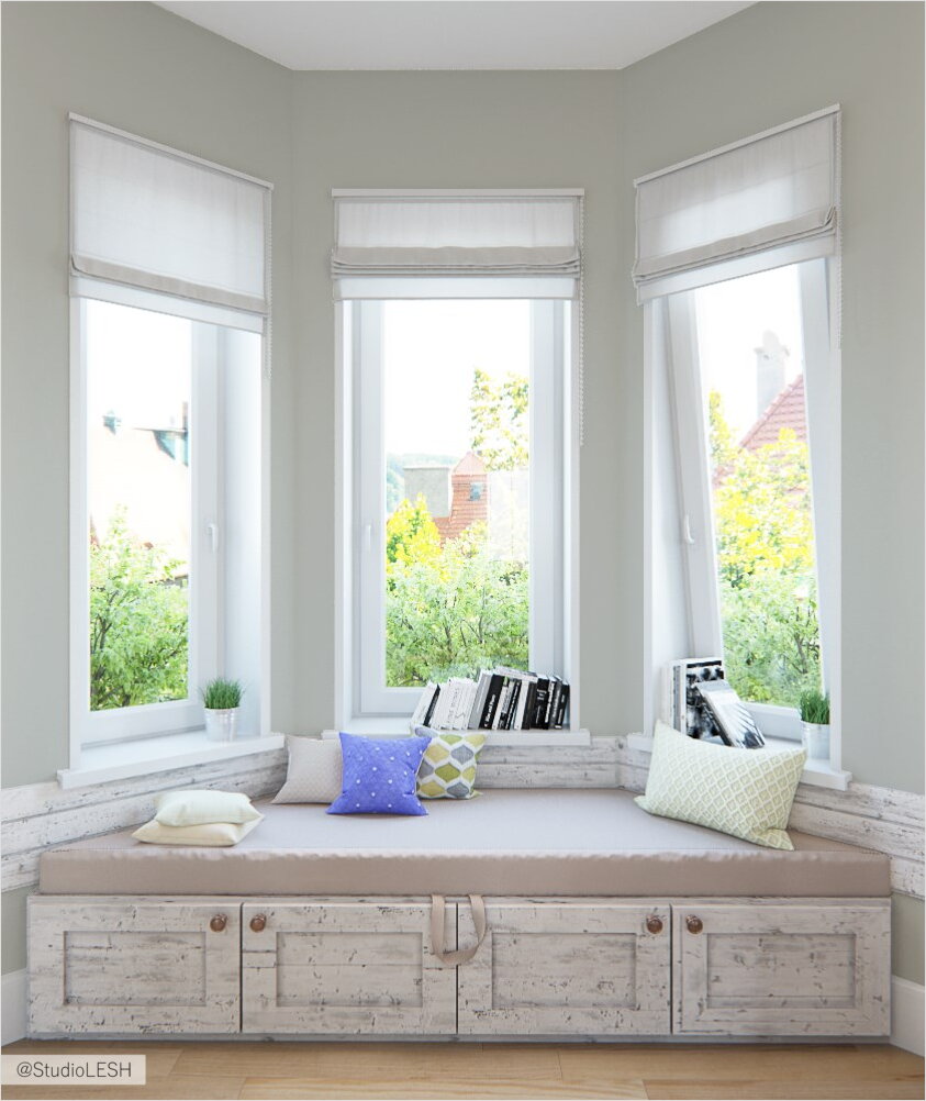 Эркер в гостиной в загородном доме