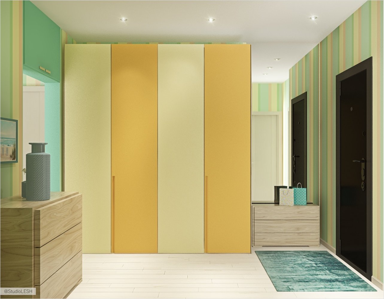 Холл желтый шкаф