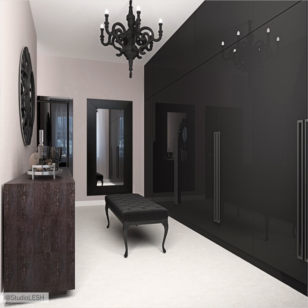 Гардеробная черный шкаф