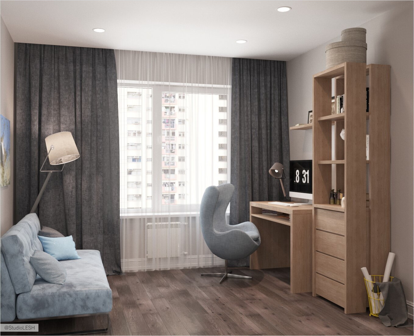 Кабинет с элемнтами лофт