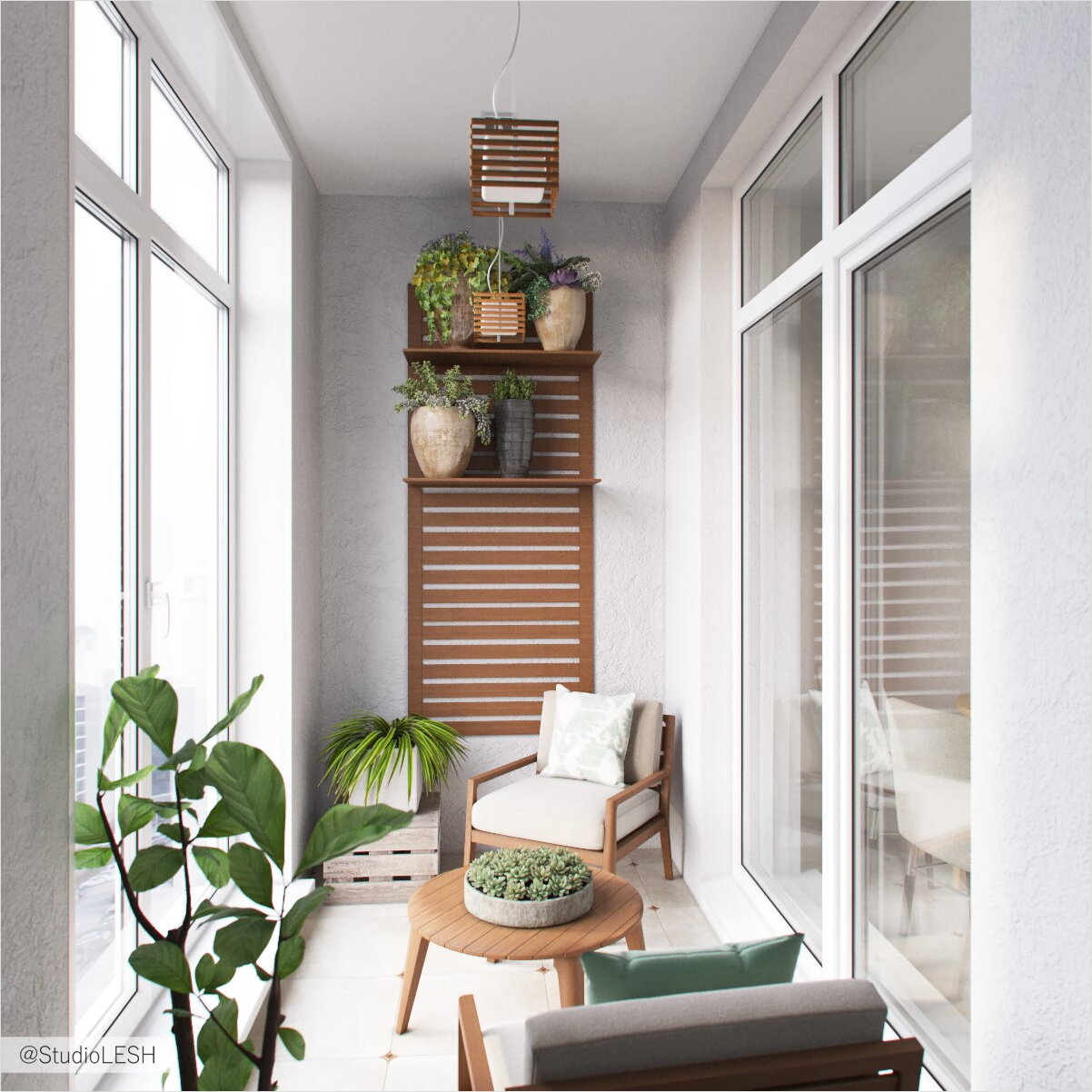 Простой балкон с удобными креслами