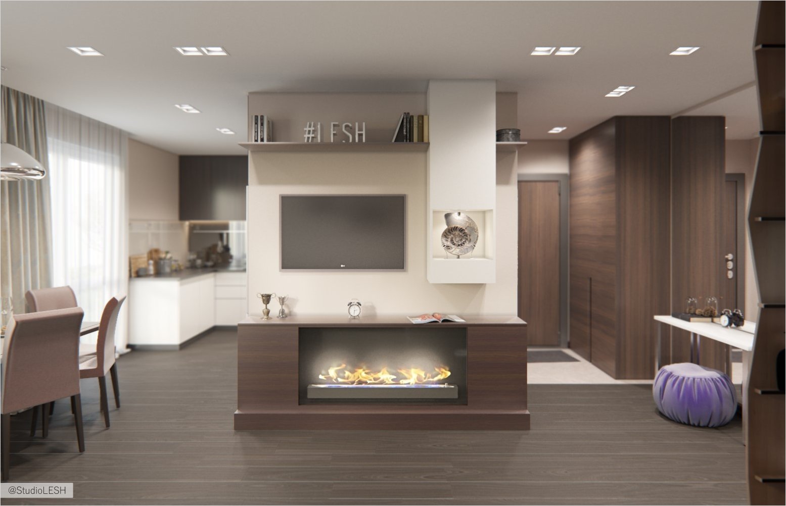 Контрастная кухня-гостиная