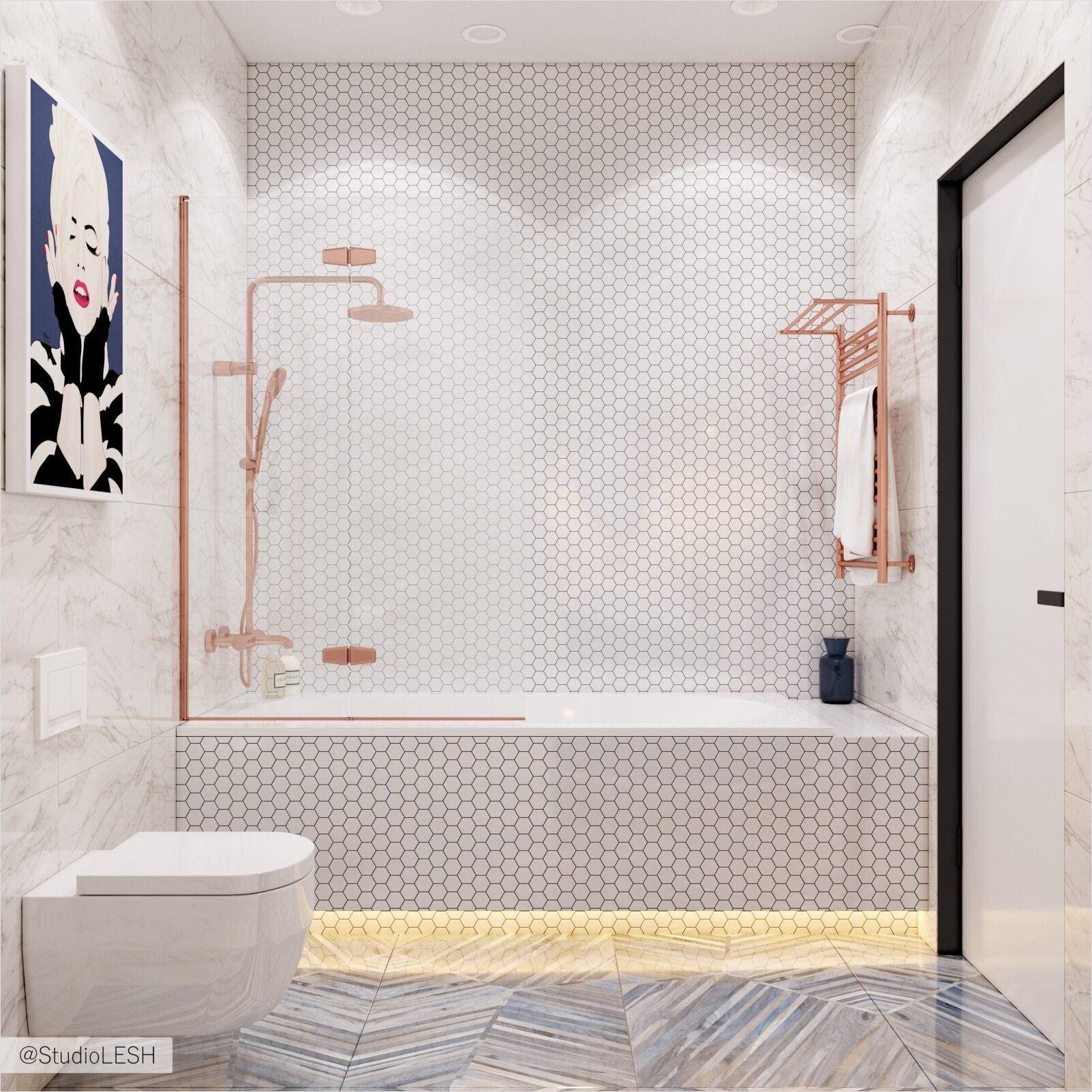 Светлая ванная комната в стиле поп-арт