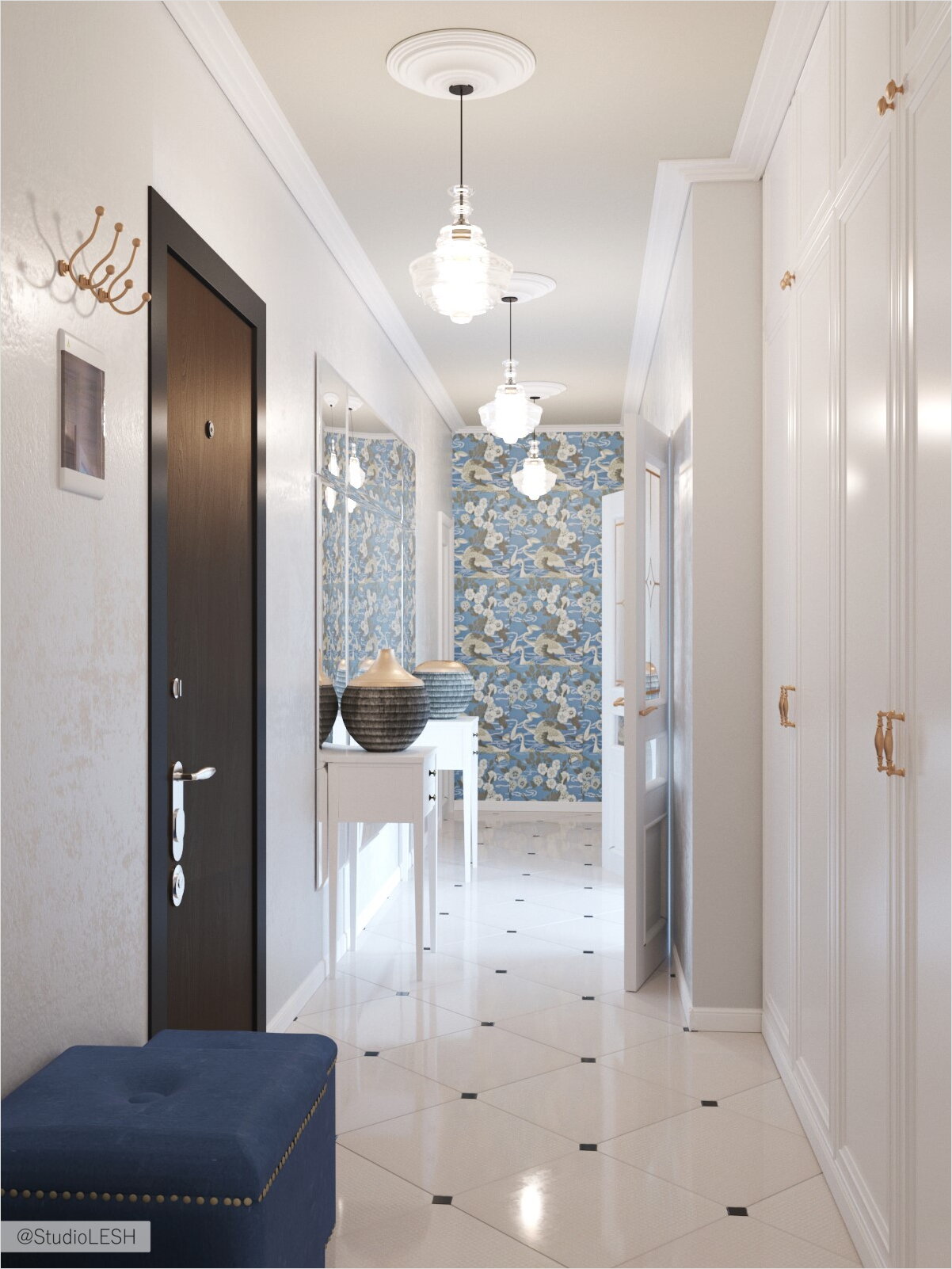 Светлый холл с кафельной плиткой