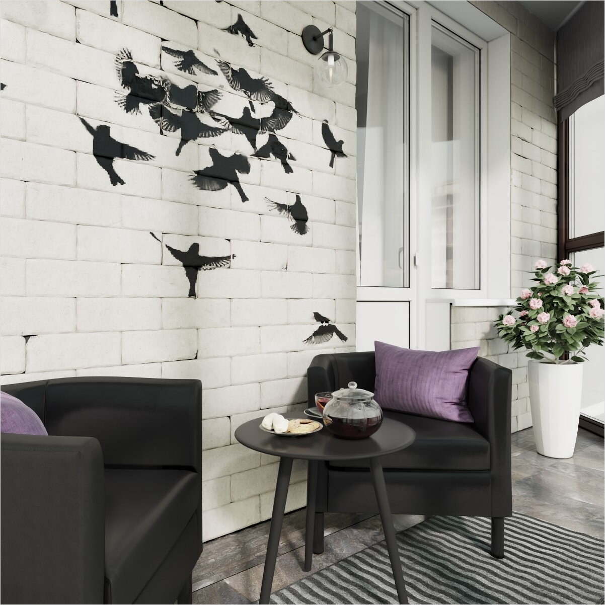 Роспись на стенах птицы