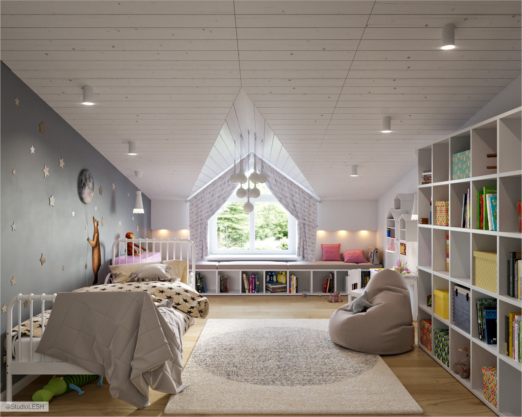 Детская с мансардным окном