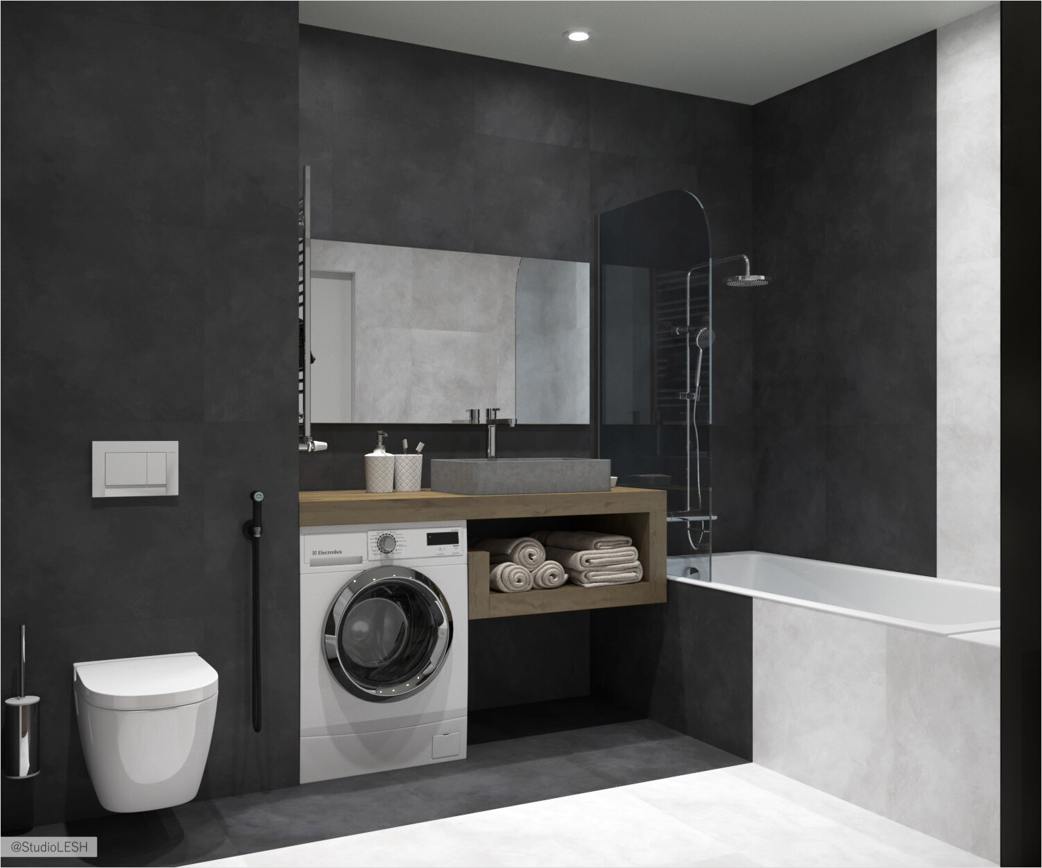 Черно-белая ванная комната