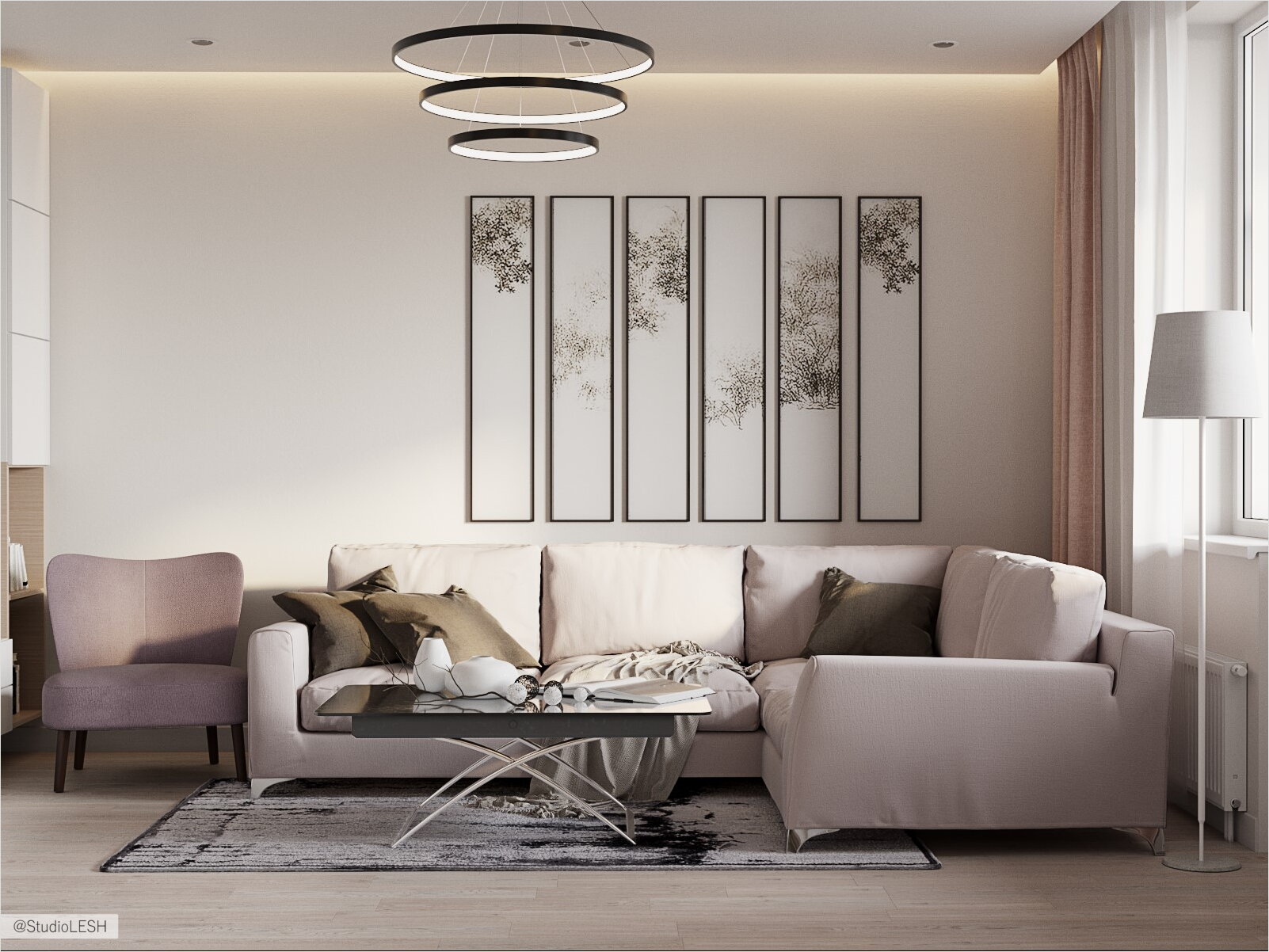 Гостиная в пастельных тонах