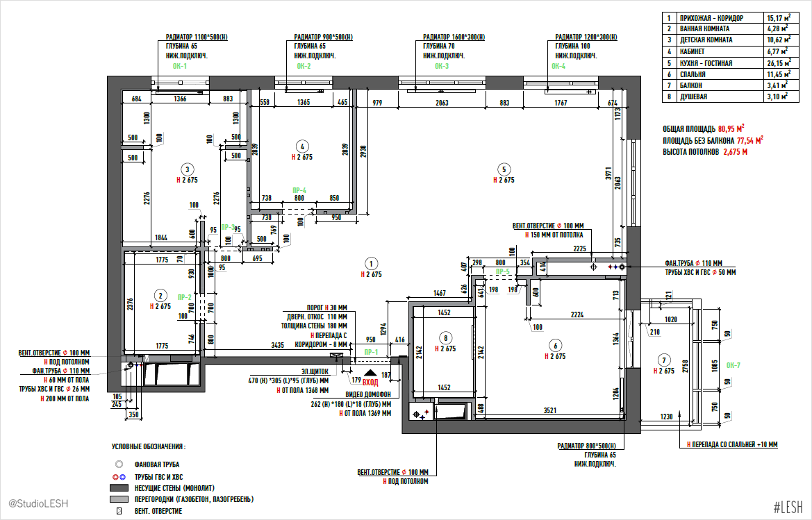 План монтажа перегородок