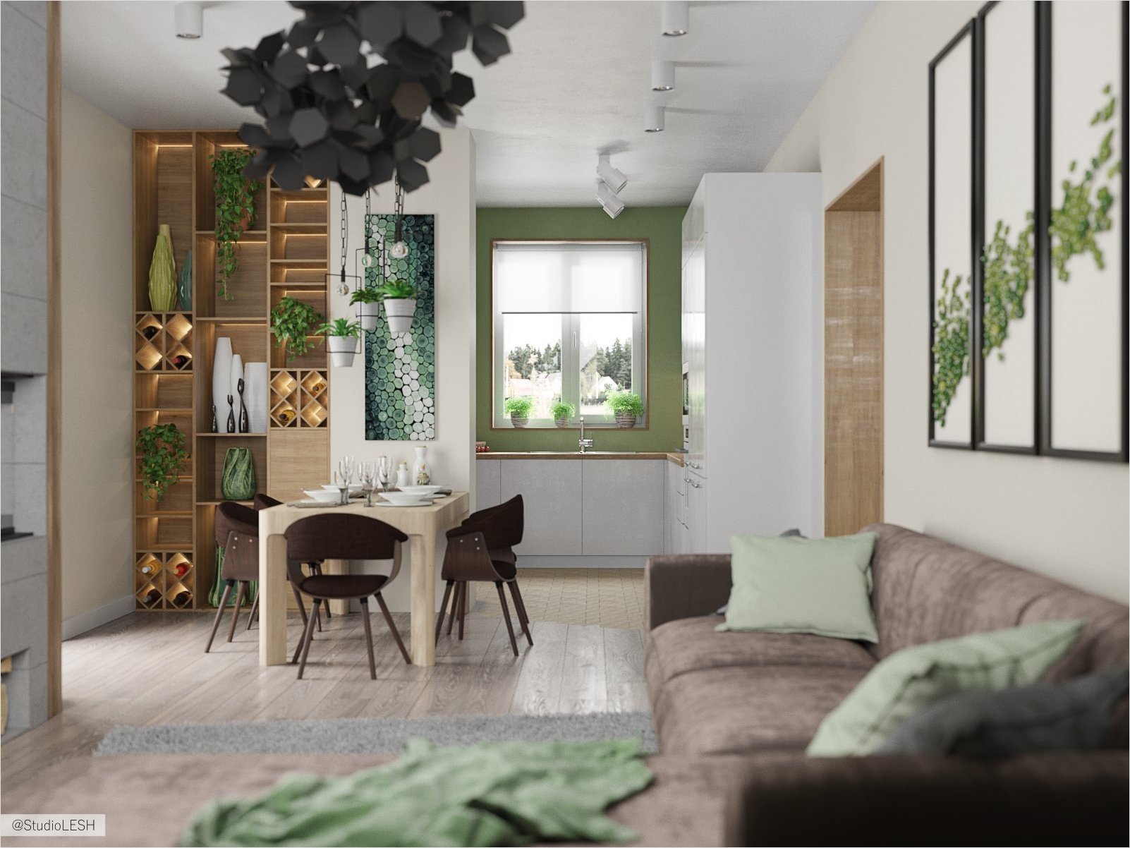 Просторная кухня-гостиная в таунхаусе