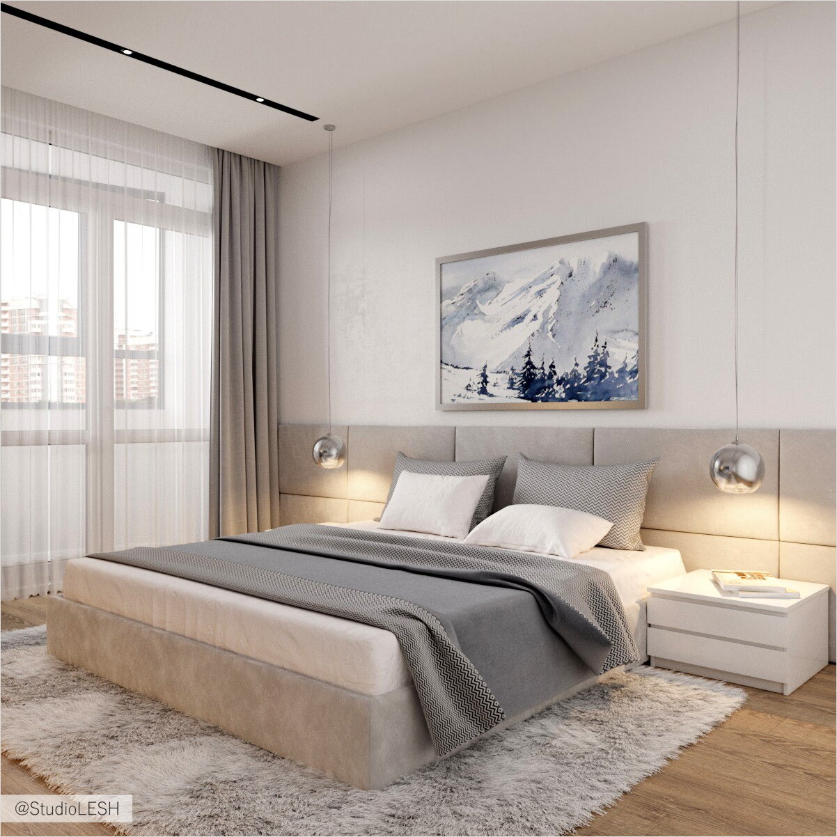 Светлая спальня в современном стиле