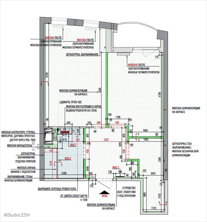План монтажа перегородок