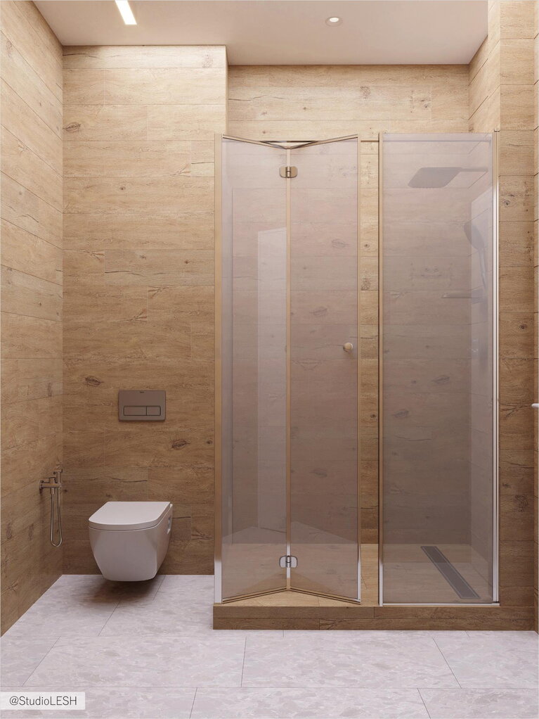 Стеклянная душевая с поддоном в квартире