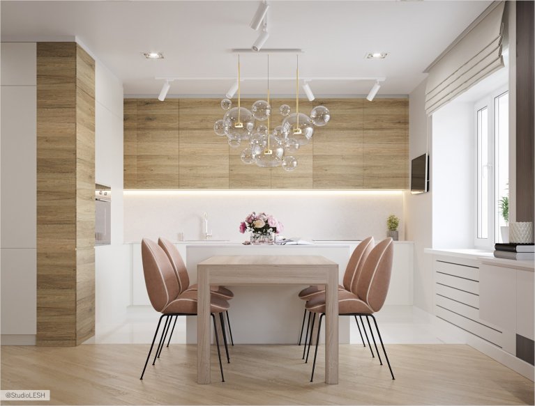 Кухонный остров и обеденная группа