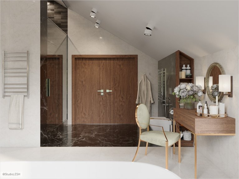 Ванная на мансарде 