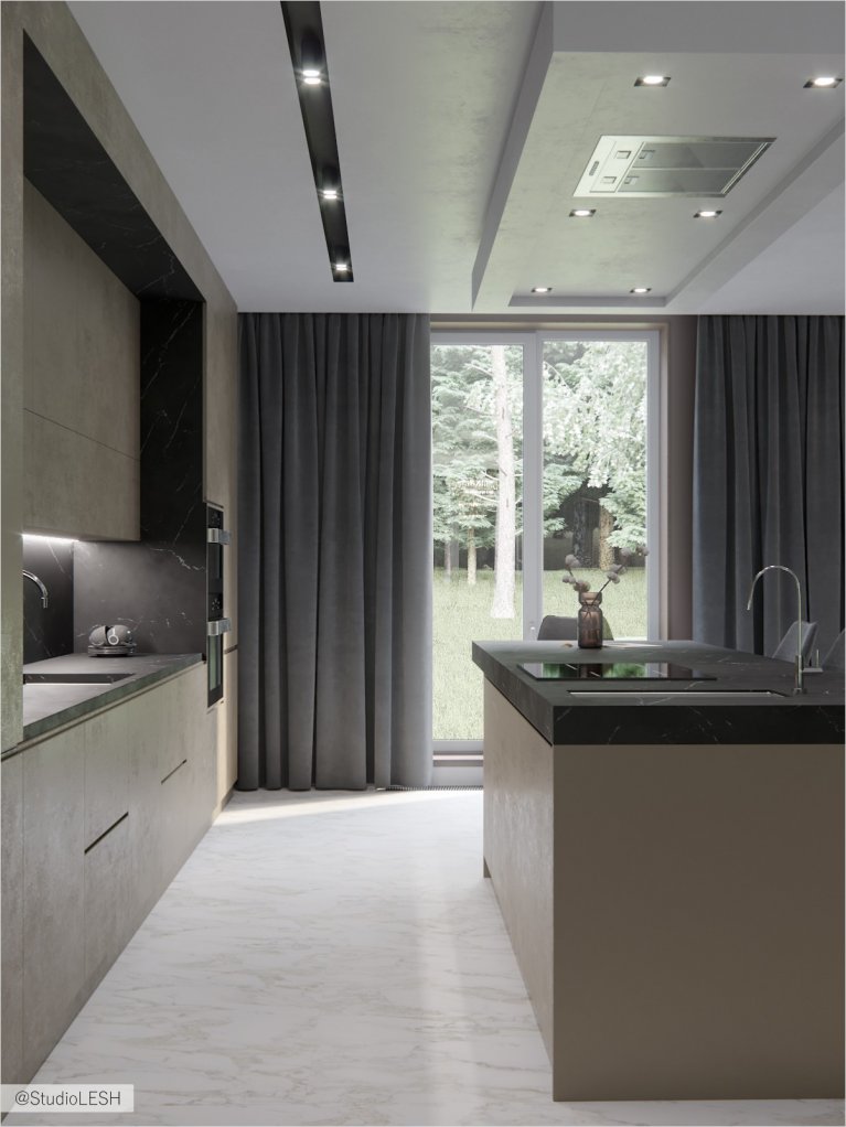 Панорамное окно в кухне 