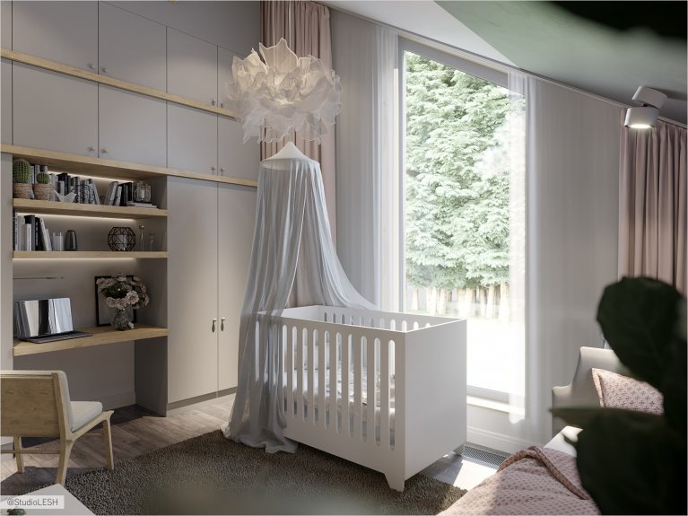 Детская комната с большим окном  