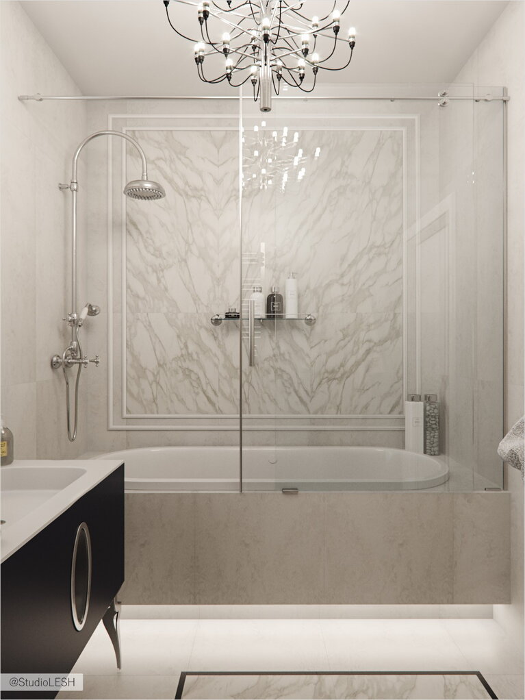 Стеклянная штора в неоклассическом стиле