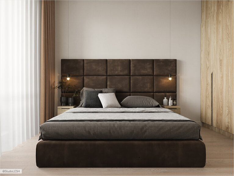 Удобная кровать в скандинавском стиле