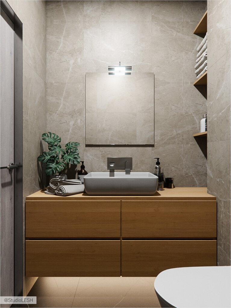 Парящая тумба в ванной комнате