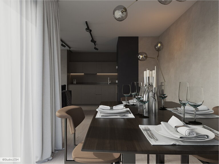 The kitchen in the rent apartment