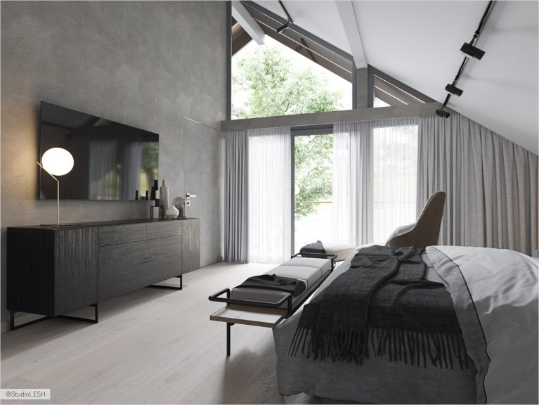 Bedroom on the attic floor