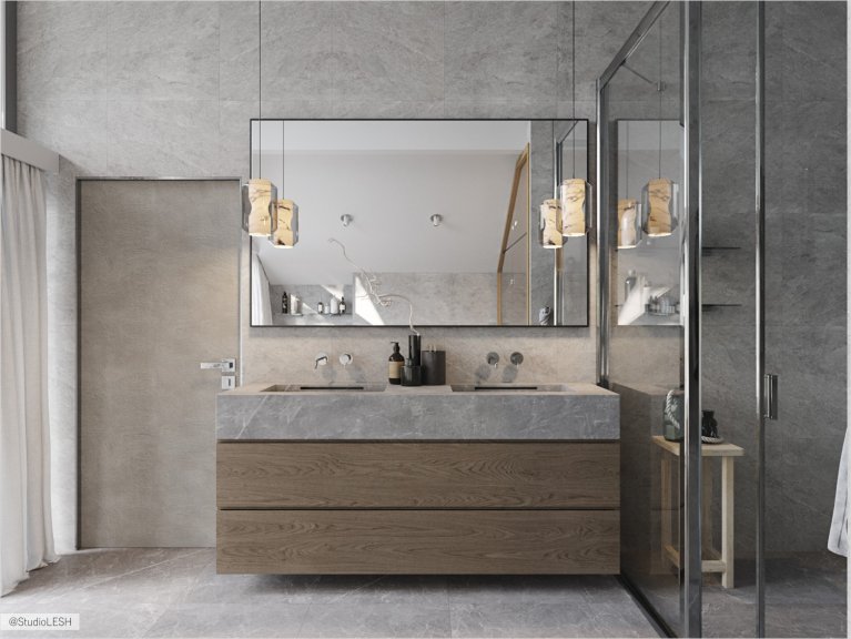 Double sink on mansard