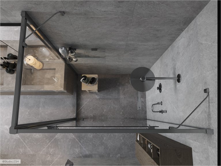 Big shower room in the bathroom