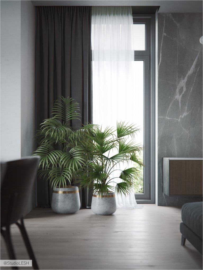 Green plants in marble peases