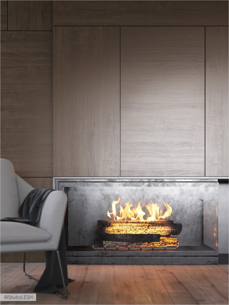 Real fireplace in the living room