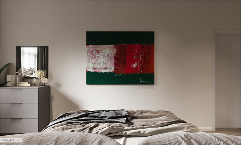 Минималистичная спальня с картиной