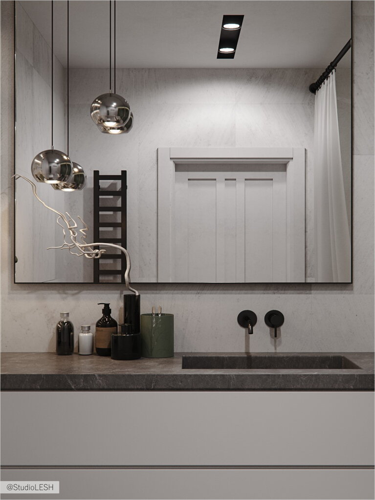 Дизайнерское оформление душевой комнаты в скандинавском стиле