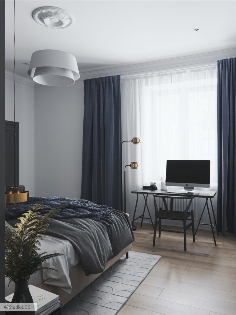 Элегантная композиция спальни в насыщенных цветах