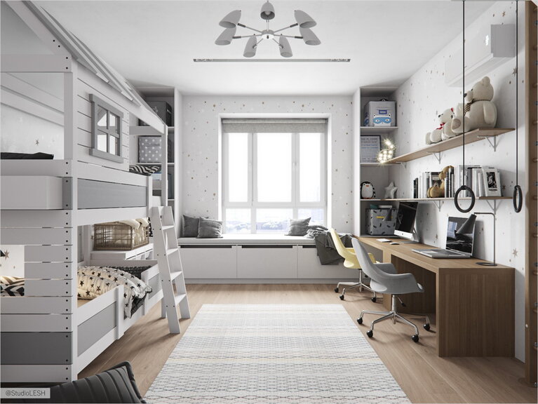 Светлая детская комната для двоих детей