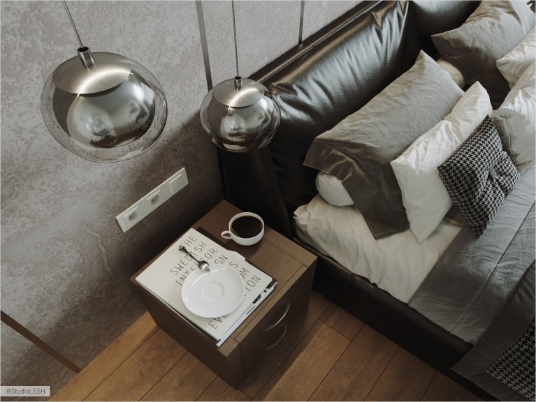 Современная спальня в приглушенных тонах