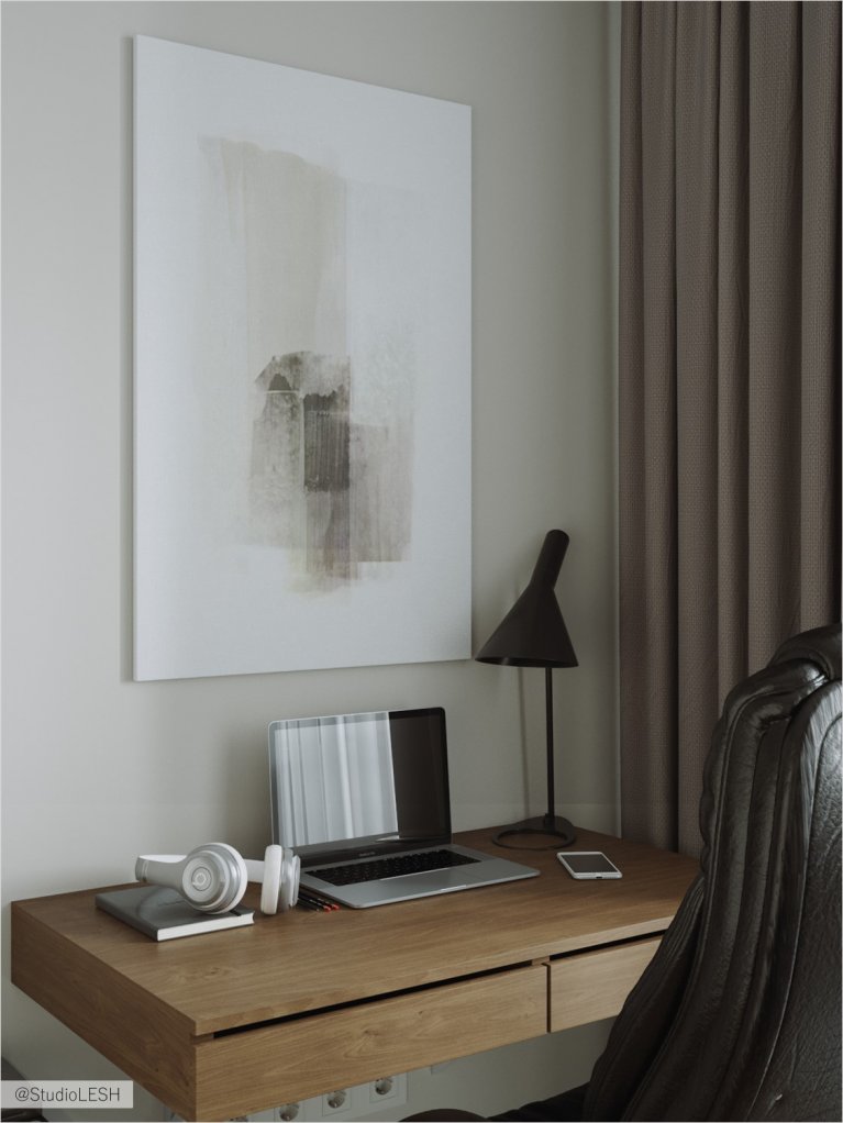 Современное рабочее место с элементами искусства