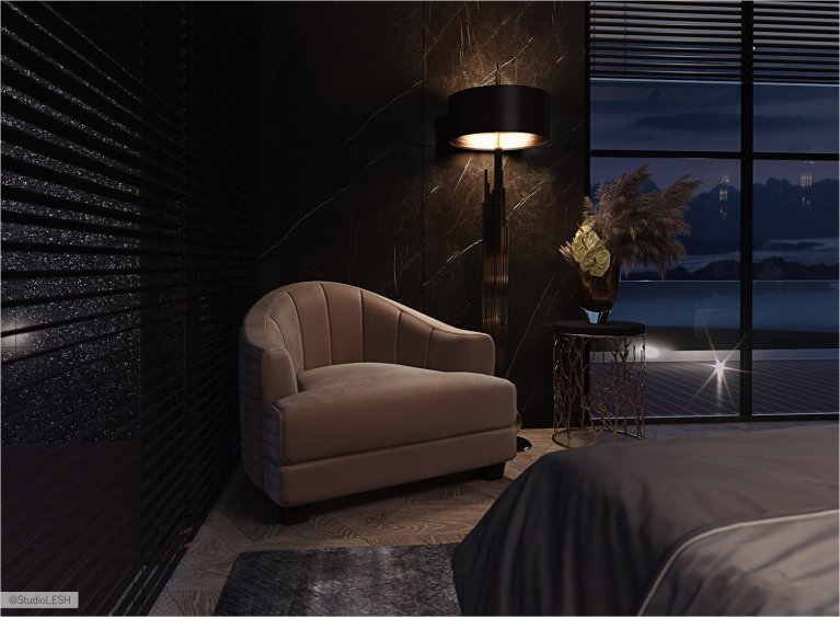 Elegant natural motifs in the bedside table