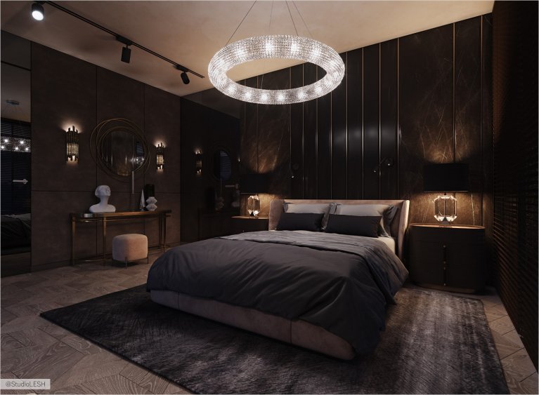 Bedroom in warm colors for maximum relaxation