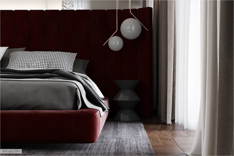 Designer bedside tables in a modern bedroom