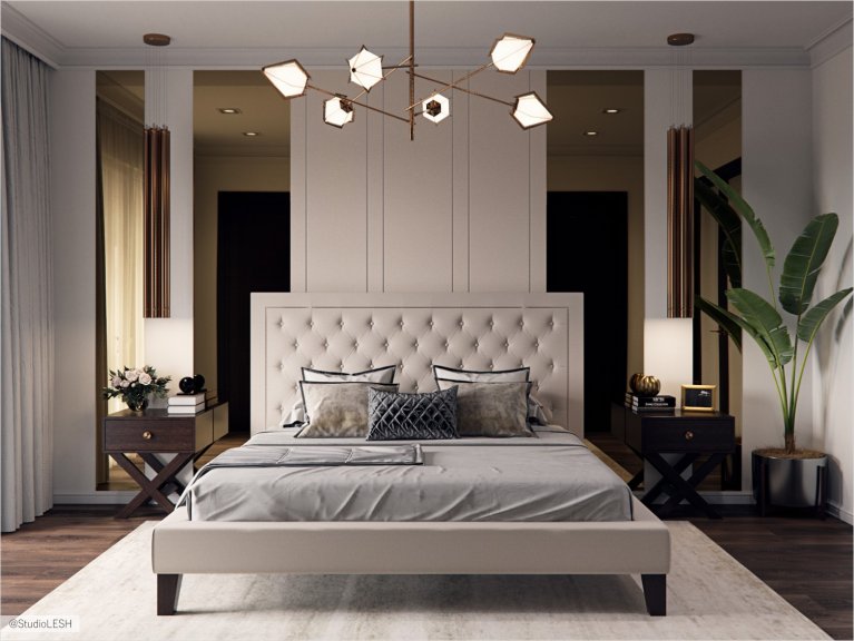 Cabinet furniture in the bedroom in the Art Deco style