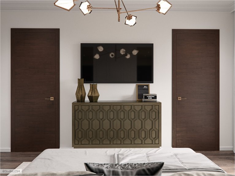 Emphasis on wooden doors in the bedroom