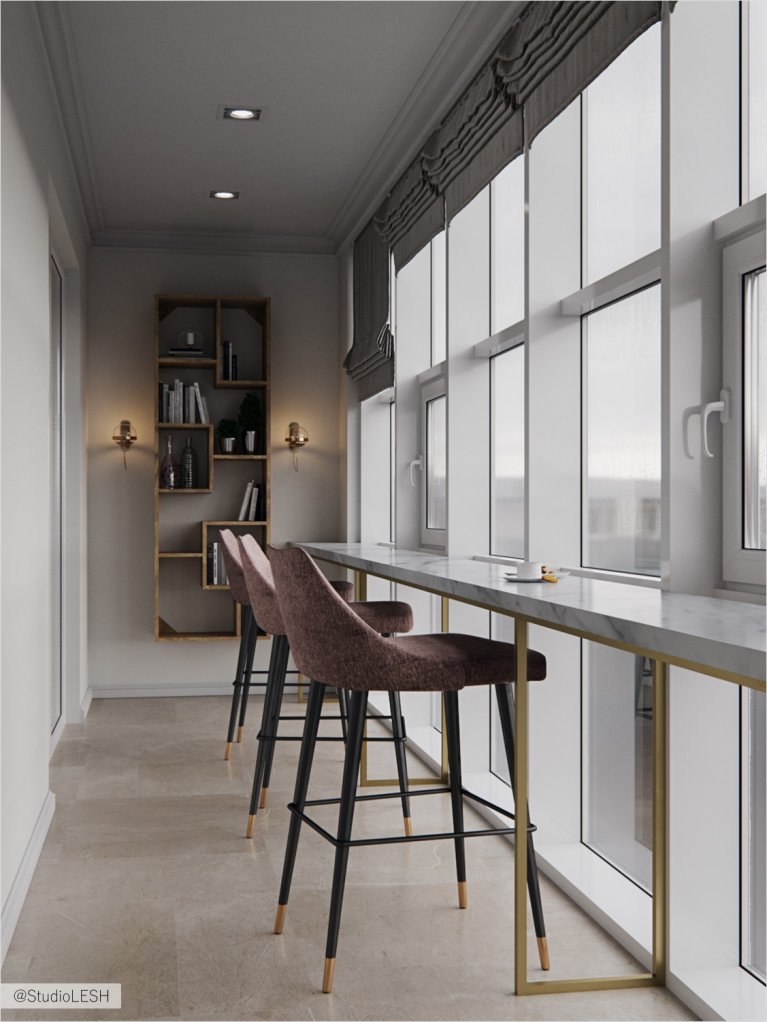 Мраморная барная стойка в лоджии