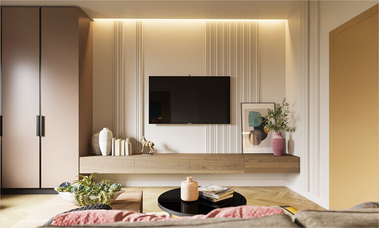 Гостиная в пастельных тоннах 